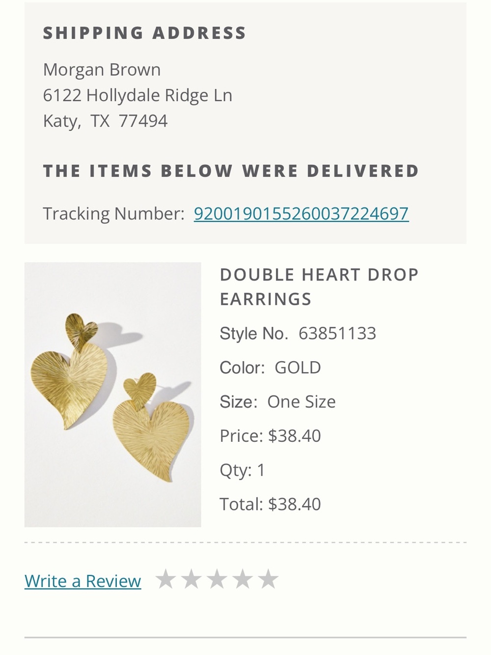Anthropologie Double Heart Drop Earrings - Gold